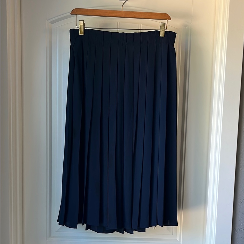 J Crew Navy Pleated Skirt